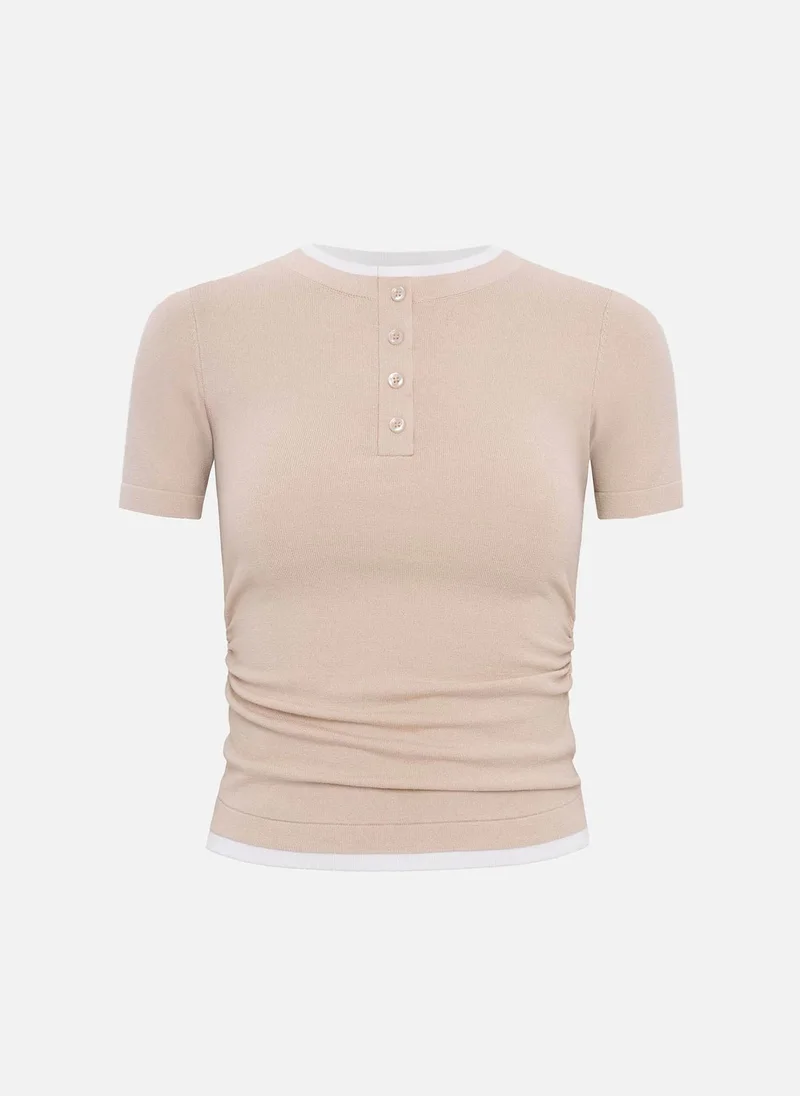 Lichi Two-material jersey top